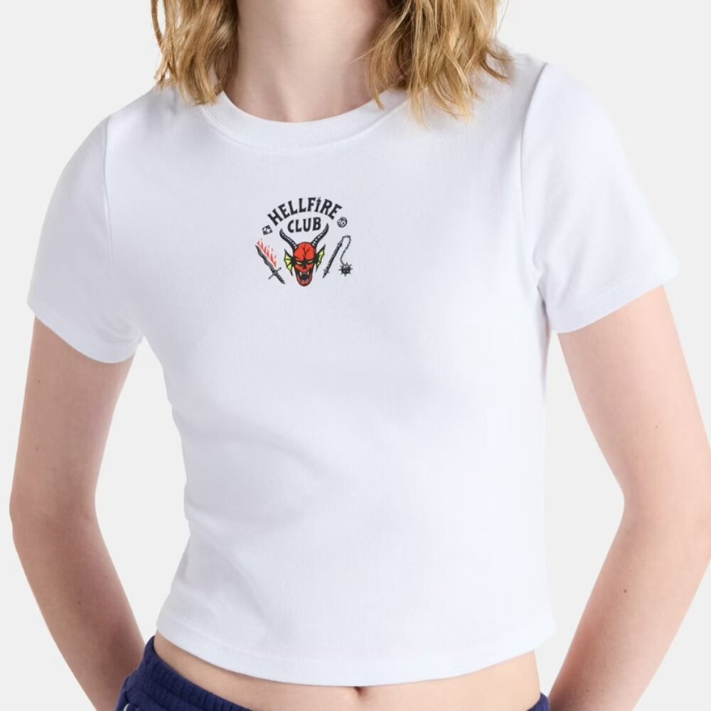 NWT Netflix Stranger Things Cotton Graphic Baby Tee No Boundaries, Women’s Top